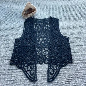 Black Crochet Vest